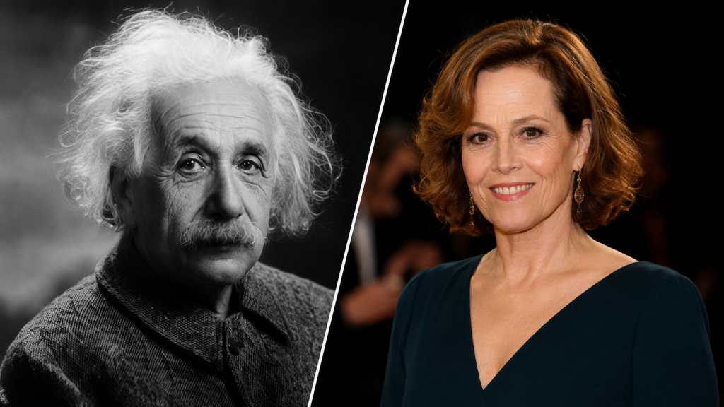 Albert Einstein and Sigourney Weaver