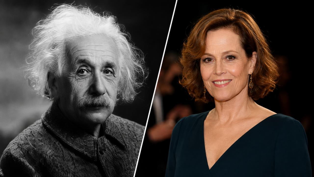 Albert Einstein and Sigourney Weaver